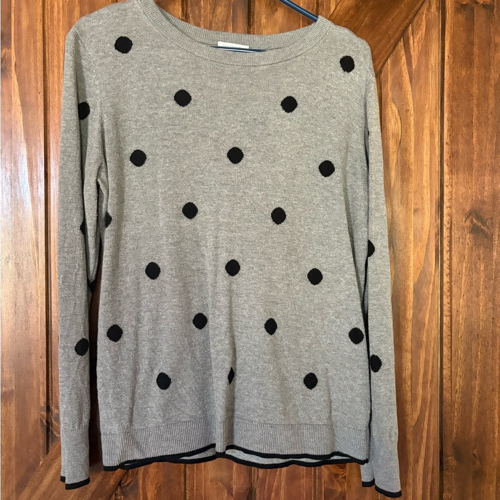 Market & Spruce Gray and Black Polka Dot Sweatshirt